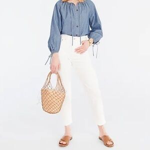 J crew high rise 90s classic straight jeans white